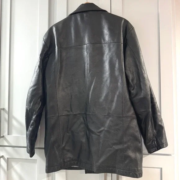 Wilsons Leather Long Line Mens Black Thinsulate Genuine Leather Jacket Small